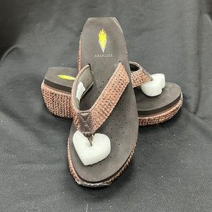 Volatile Brown Wedge Sandals Size 8